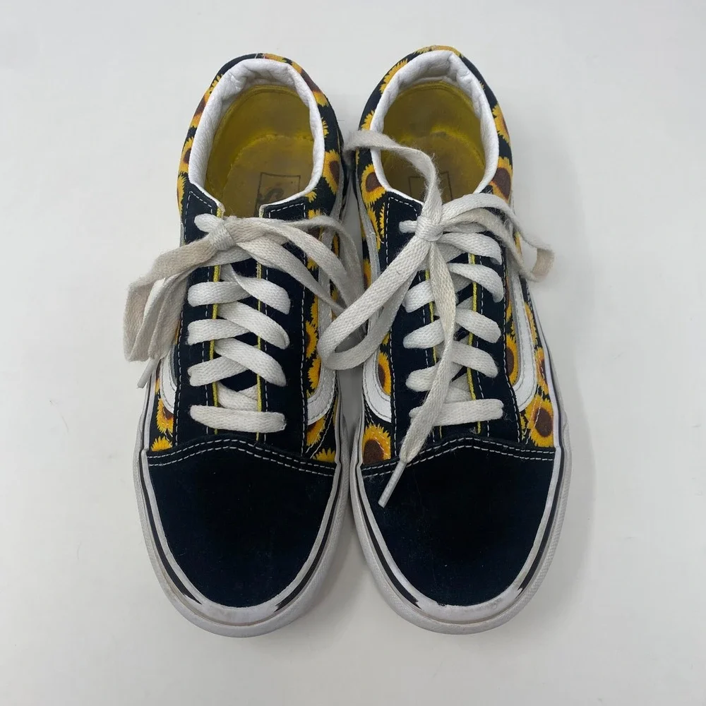 Vans Off the Wall Sunflowers Lace up Low‎ Top Shoes US Junior Girls Size 4